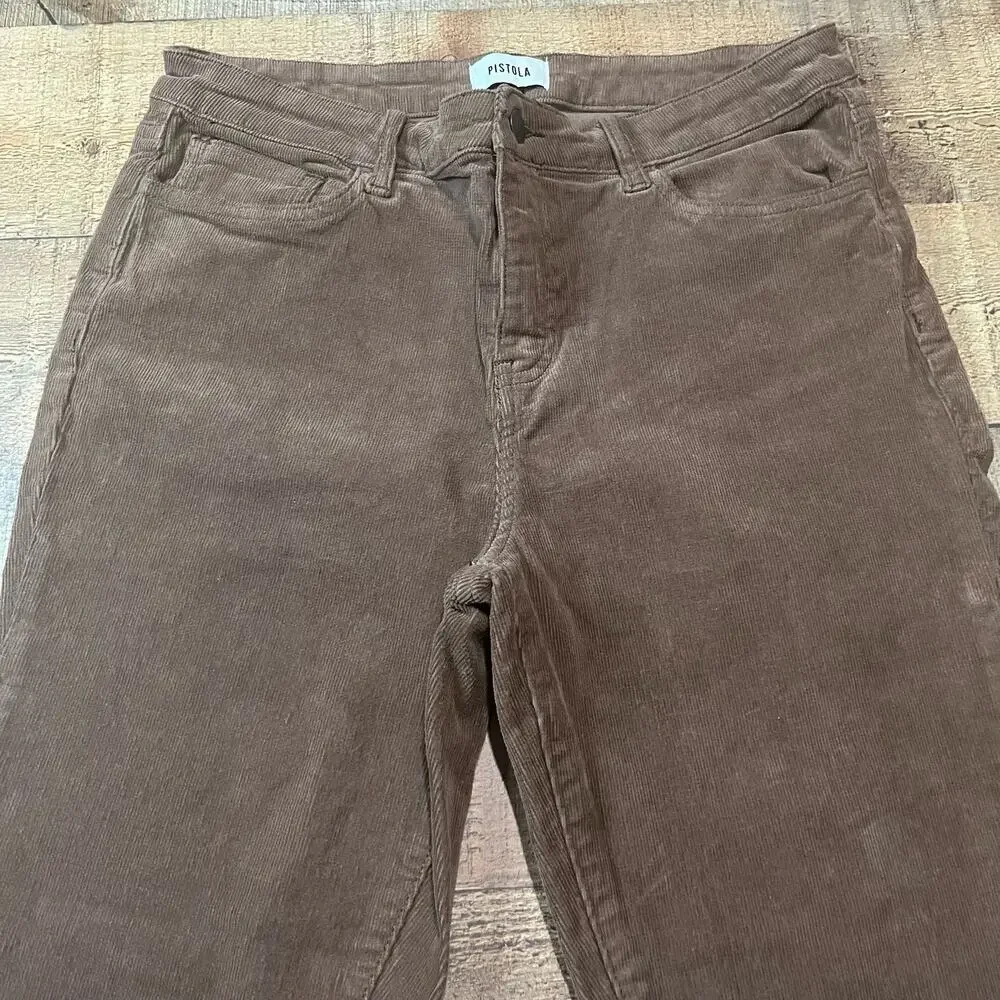 Pistola Wmns Brown Preppy Classic Tapered Leg Corduroy Pants Sz 30 Fall Harvest